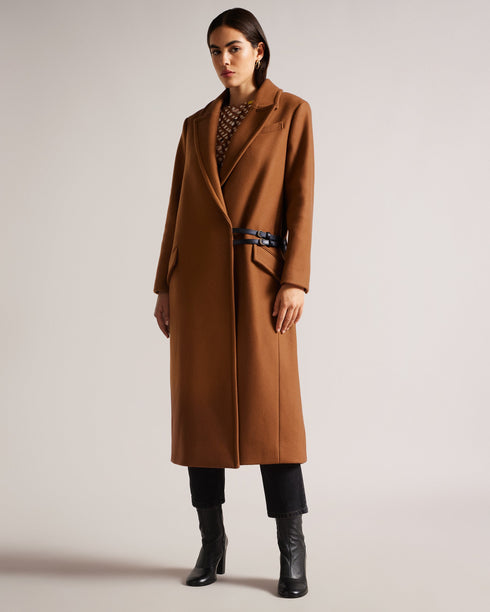 FREJIA-Outerwear-Crombie Coat with Detachable Strap Detail- Ted Baker Romania